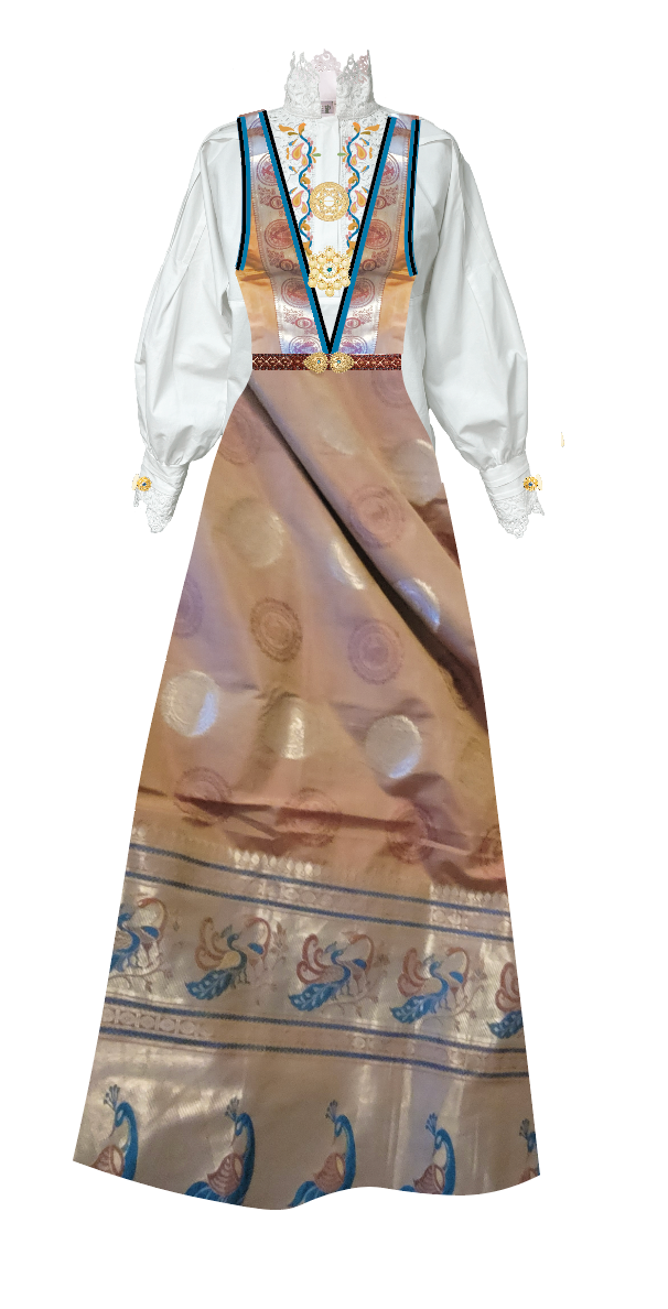 Fantasistakk - kombinert sari og bunad (strl. XXS-3XL) - Spesialdesignes etter ønsker