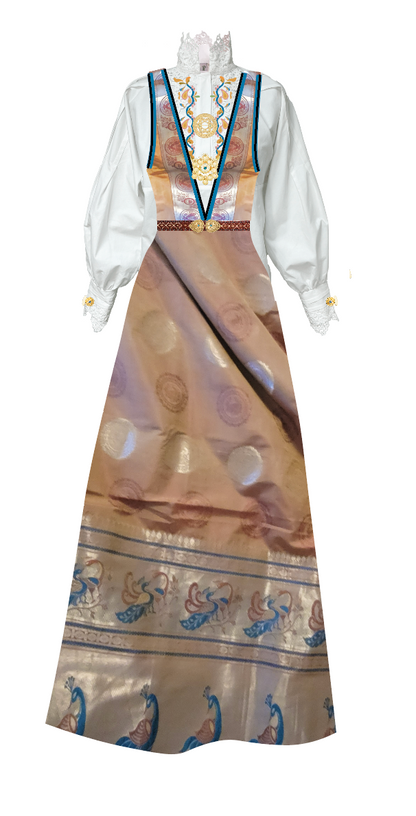 Fantasistakk - kombinert sari og bunad (strl. XXS-3XL) - Spesialdesignes etter ønsker